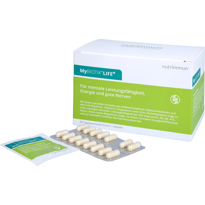 MyBiotik LIFE+ Kombipackung Pulver und Kapseln trägt zu einer normalen mentalen Leistungsfähigkeit bei, 30 St. Kombipackung