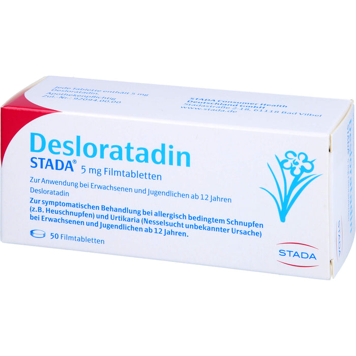Desloratadin STADA 5 mg Filmtabletten zur symptomatischen Behandlung allergischer Erkrankungen, 50 St. Tabletten