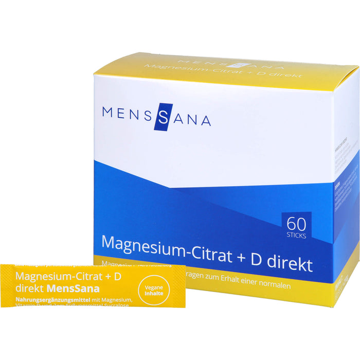 MENSSANA Magnesium-Citrat + D direkt Sticks trägt zum Erhalt einer normalen Muskelfunktion bei, 60 St. Kombipackung