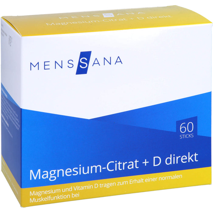 MENSSANA Magnesium-Citrat + D direkt Sticks trägt zum Erhalt einer normalen Muskelfunktion bei, 60 St. Kombipackung