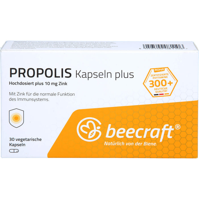 Beecraft Propolis Kapseln Plus für das Immunsystem bei Erkältung, Stress und körperlichen Belastungen, 30 St. Kapseln