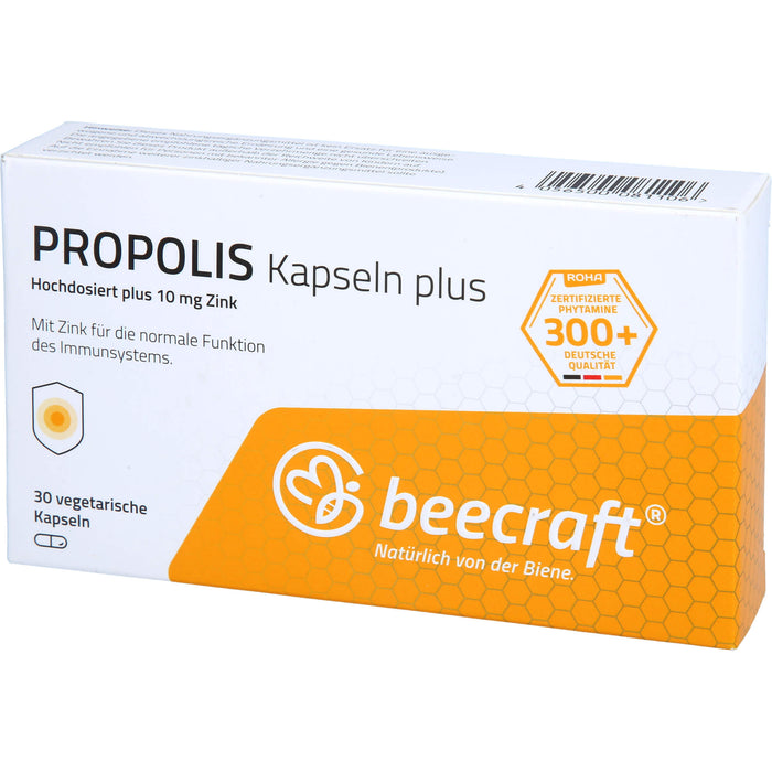 Beecraft Propolis Kapseln Plus für das Immunsystem bei Erkältung, Stress und körperlichen Belastungen, 30 St. Kapseln