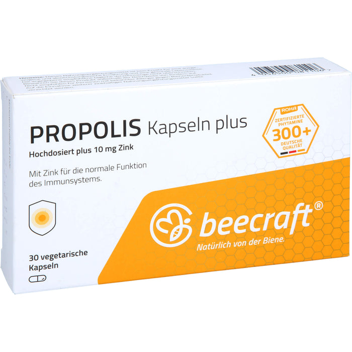 Beecraft Propolis Kapseln Plus für das Immunsystem bei Erkältung, Stress und körperlichen Belastungen, 30 St. Kapseln