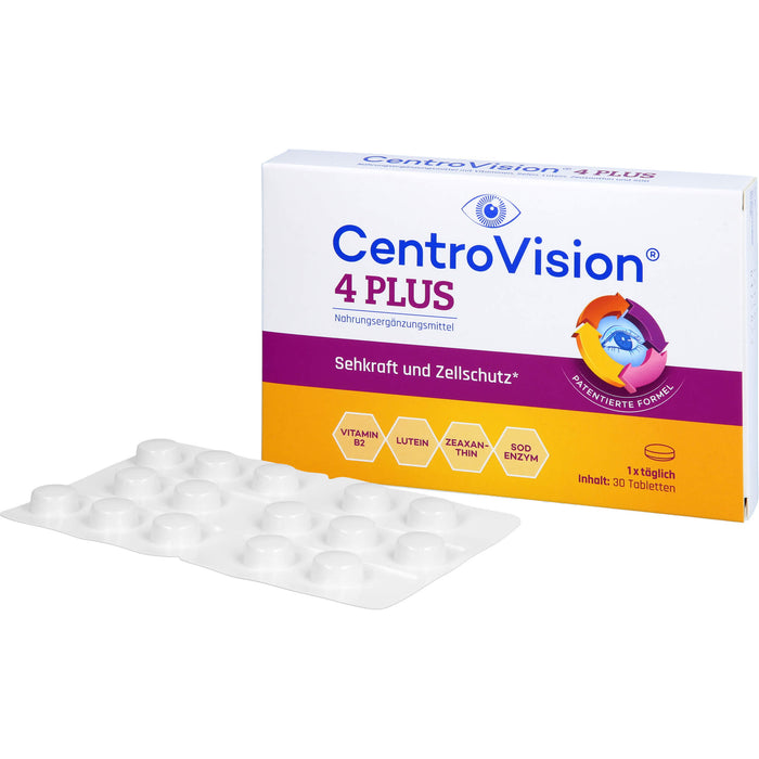 CentroVision 4 Plus Tabletten für Sehkraft und Zellschutz, 30 St. Tabletten