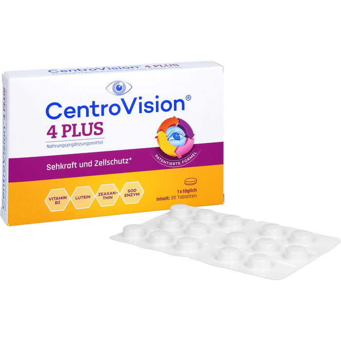CentroVision 4 Plus Tabletten für Sehkraft und Zellschutz, 30 St. Tabletten