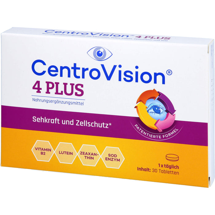 CentroVision 4 Plus Tabletten für Sehkraft und Zellschutz, 30 St. Tabletten