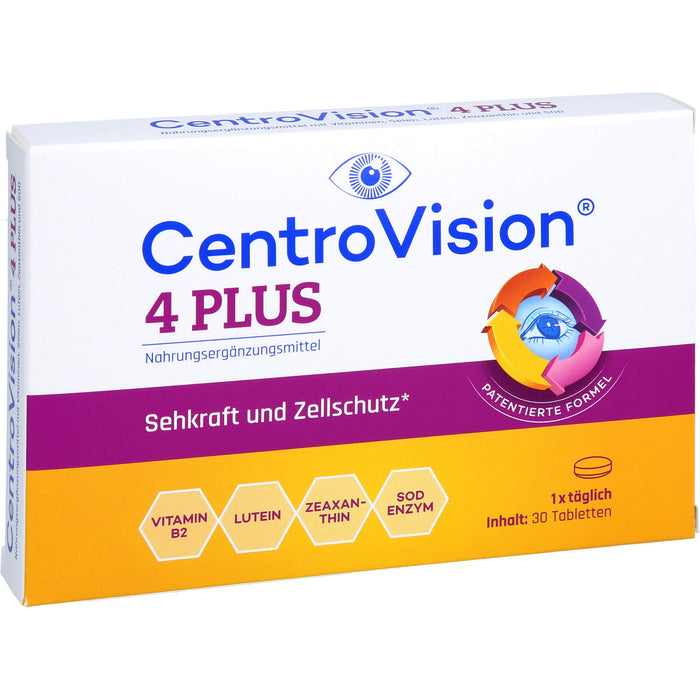 CentroVision 4 Plus Tabletten für Sehkraft und Zellschutz, 30 St. Tabletten