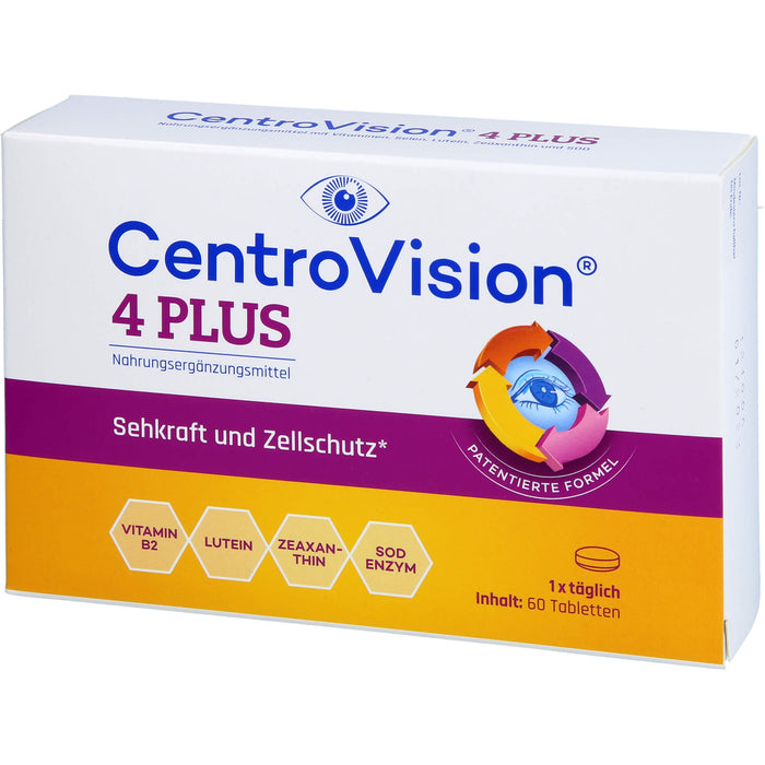 CentroVision 4 Plus Tabletten für Sehkraft und Zellschutz, 60 St. Tabletten