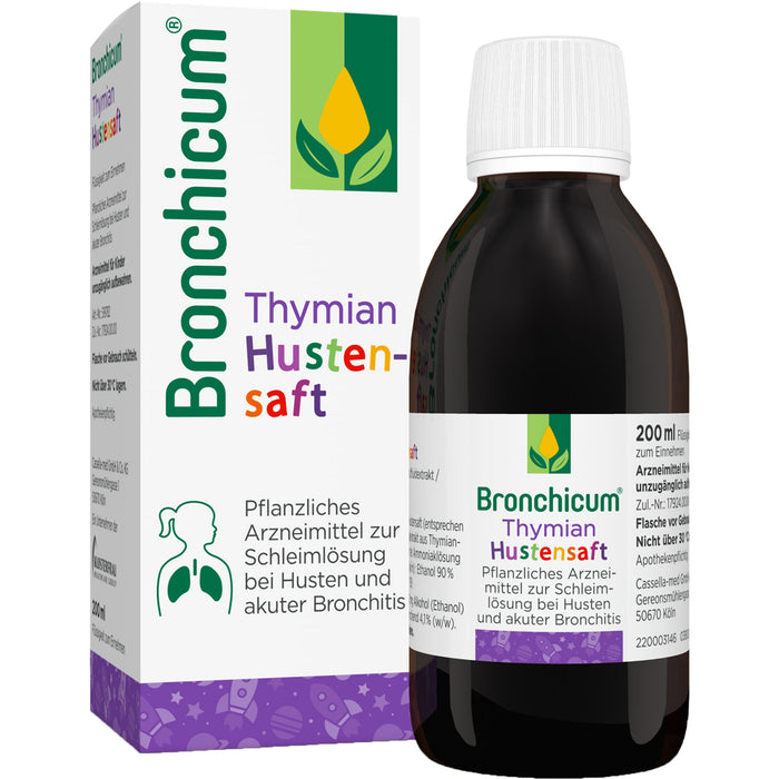Bronchicum Thymian Hustensaft zur Schleimlösung bei Husten und akuter Bronchitis, 200 ml Lösung
