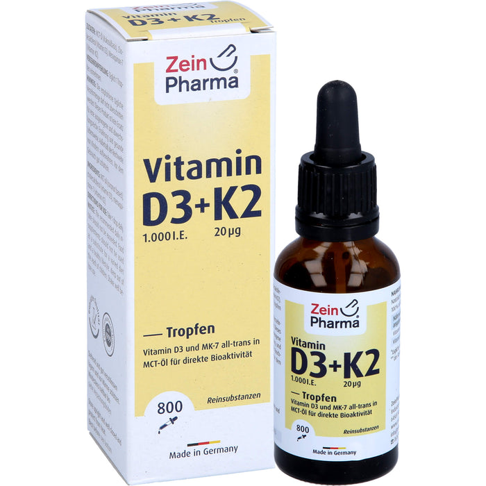 ZeinPharma Vitamin D3 + K2 Tropfen, 25 ml Lösung