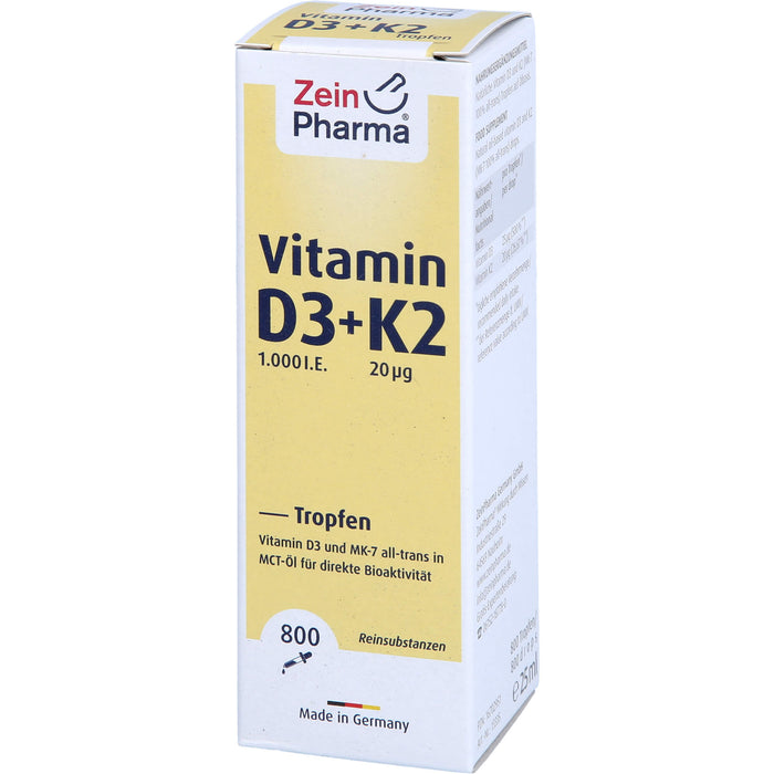 ZeinPharma Vitamin D3 + K2 Tropfen, 25 ml Lösung