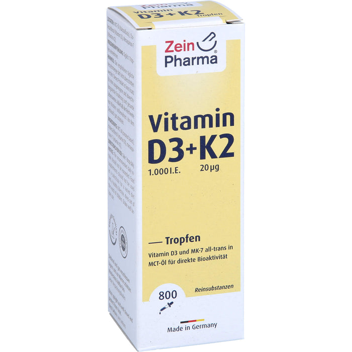 ZeinPharma Vitamin D3 + K2 Tropfen, 25 ml Lösung