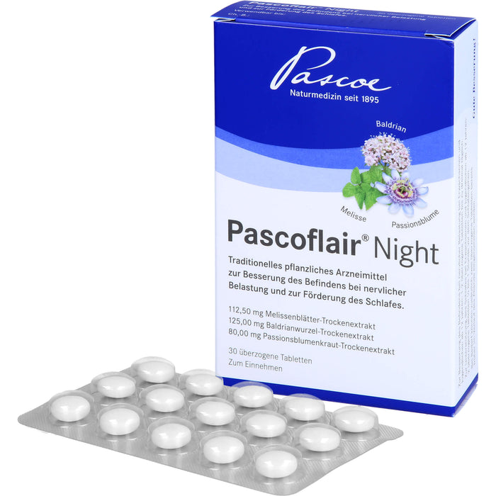 Pascoflair Night Tabletten bei nervlicher Belastung und zur Förderung des Schlafes, 30 St. Tabletten