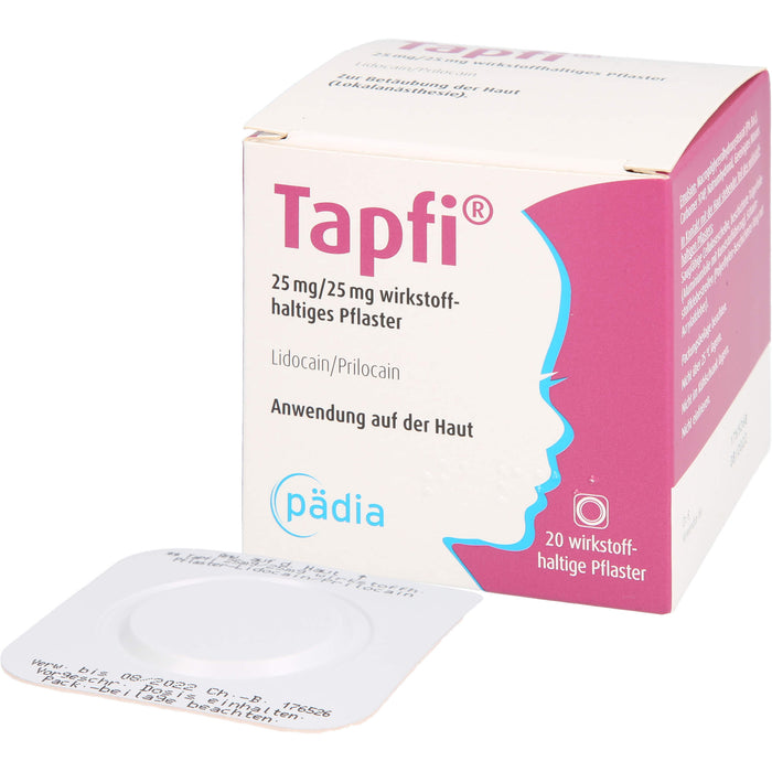 Tapfi 25 mg/25 mg wirkstoffhaltiges Pflaster mit Lidocain/Prilocain, 20 St. Pflaster