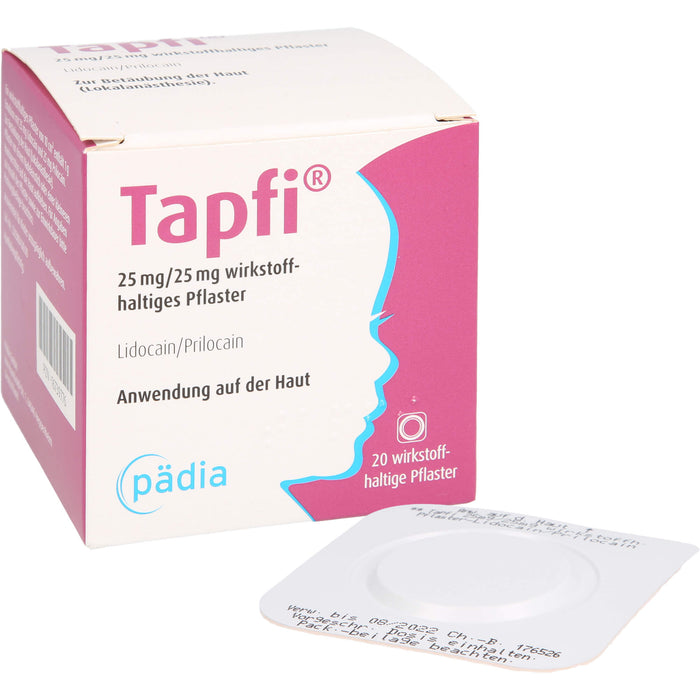 Tapfi 25 mg/25 mg wirkstoffhaltiges Pflaster mit Lidocain/Prilocain, 20 St. Pflaster