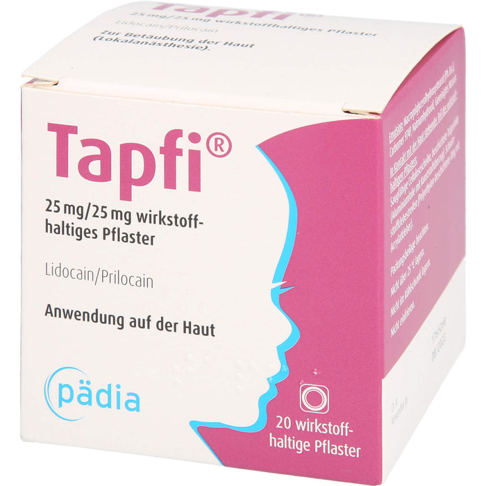Tapfi 25 mg/25 mg wirkstoffhaltiges Pflaster mit Lidocain/Prilocain, 20 St. Pflaster