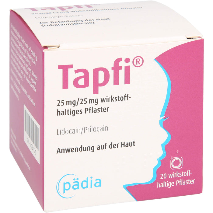 Tapfi 25 mg/25 mg wirkstoffhaltiges Pflaster mit Lidocain/Prilocain, 20 St. Pflaster