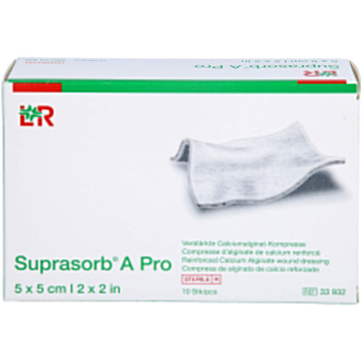 Suprasorb A Pro verstärkte Calciumalginat Kompresse 5 x 5 cm steril, 10 St. Kompressen