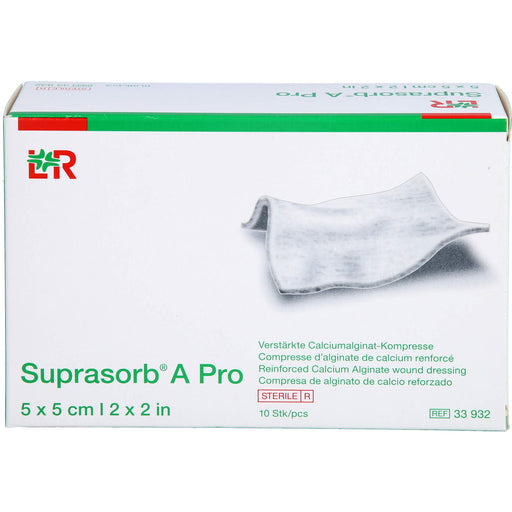 Suprasorb A Pro verstärkte Calciumalginat Kompresse 5 x 5 cm steril, 10 St. Kompressen