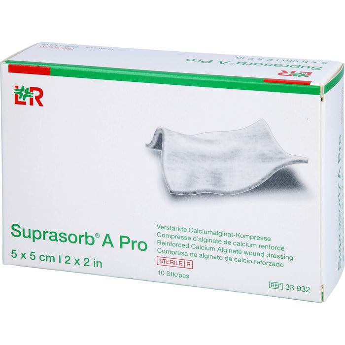 Suprasorb A Pro verstärkte Calciumalginat Kompresse 5 x 5 cm steril, 10 St. Kompressen