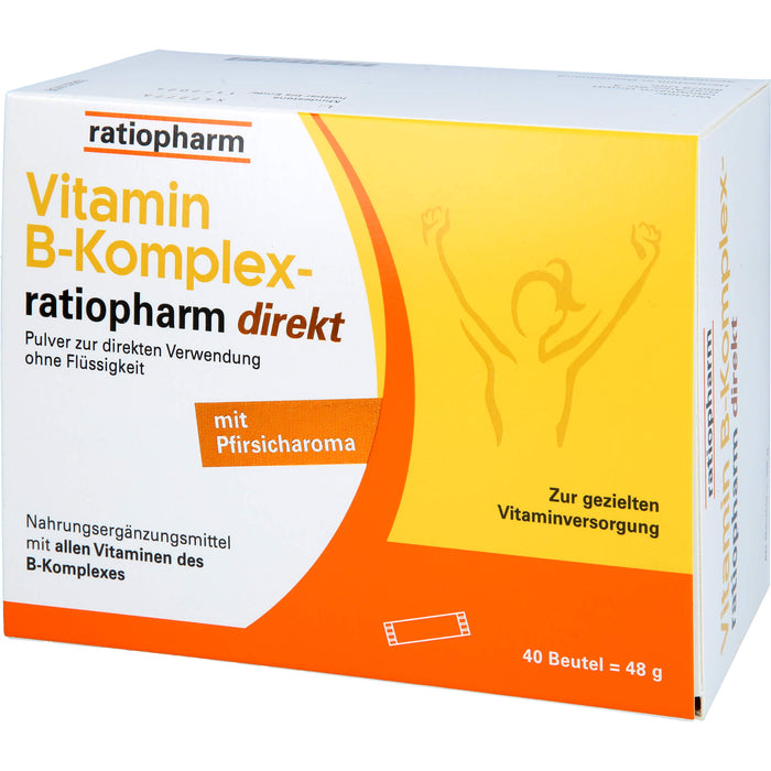 Ratiopharm Vitamin B-Komplex direkt Pulver mit Pfirsicharoma, 40 St. Beutel
