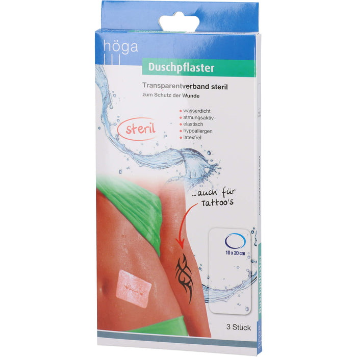 Höga Duschpflaster 10 x 20 cm Transparentverband steril, 3 St. Pflaster