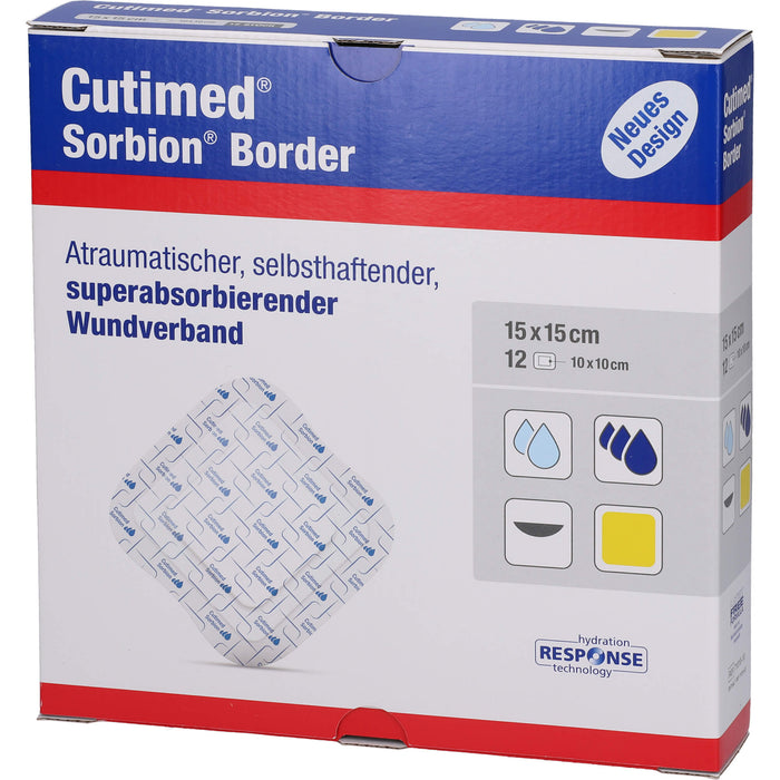 Cutimed Sorbion Border 15 cm x 15 cm, 12 St. Kompressen
