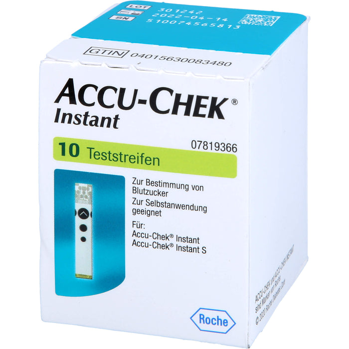 ACCU-CHEK Instant Teststreifen zur Bestimmung von Blutzucker, 10 St. Teststreifen
