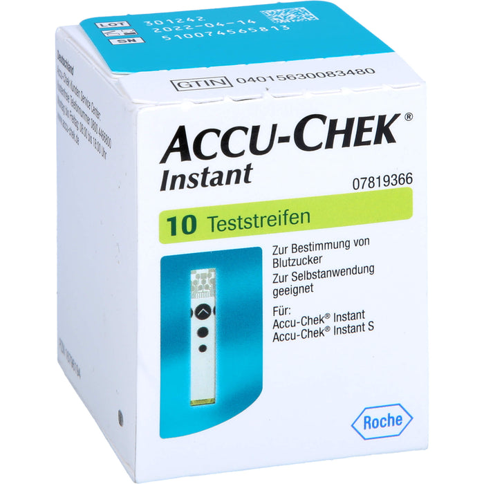 ACCU-CHEK Instant Teststreifen zur Bestimmung von Blutzucker, 10 St. Teststreifen