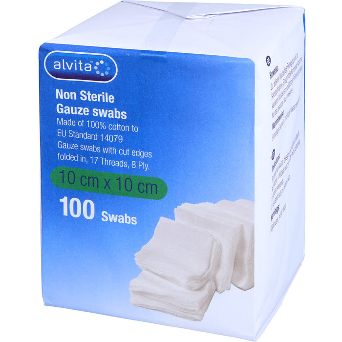 Alvita unsterile Mullkompressen 10 cm x 10 cm, 100 St. Kompressen