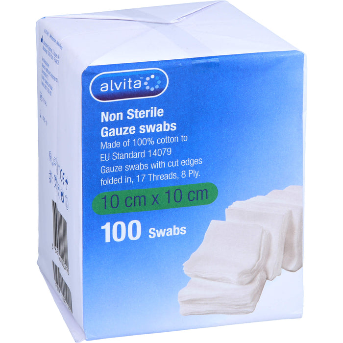 Alvita unsterile Mullkompressen 10 cm x 10 cm, 100 St. Kompressen