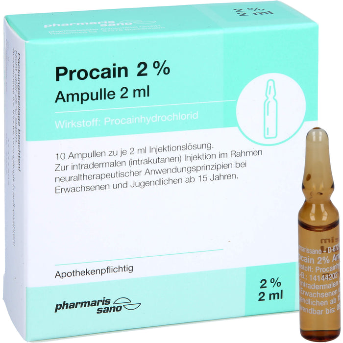 Procain pharmarissano 2 % Injektionslösung, 10 St. Ampullen