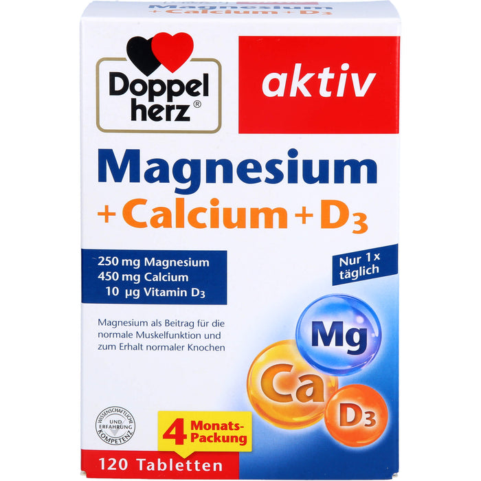 Doppelherz aktiv Magnesium + Calcium + D3 Tabletten, 120 St. Tabletten