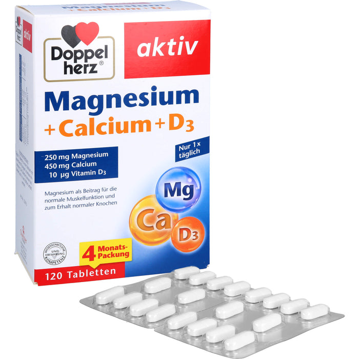 Doppelherz aktiv Magnesium + Calcium + D3 Tabletten, 120 St. Tabletten
