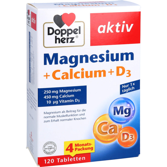 Doppelherz aktiv Magnesium + Calcium + D3 Tabletten, 120 St. Tabletten