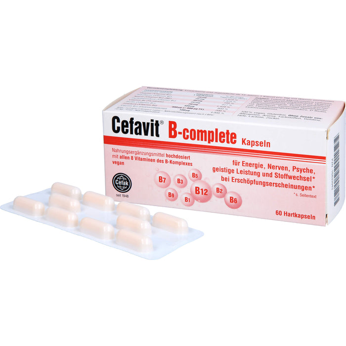 Cefavit B-complete Kapseln für Energie, Nerven und Psyche bei Erschöpfungserscheinungen, 60 St. Kapseln