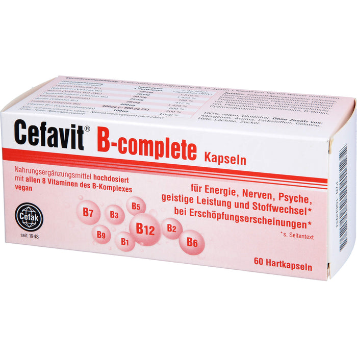 Cefavit B-complete Kapseln für Energie, Nerven und Psyche bei Erschöpfungserscheinungen, 60 St. Kapseln