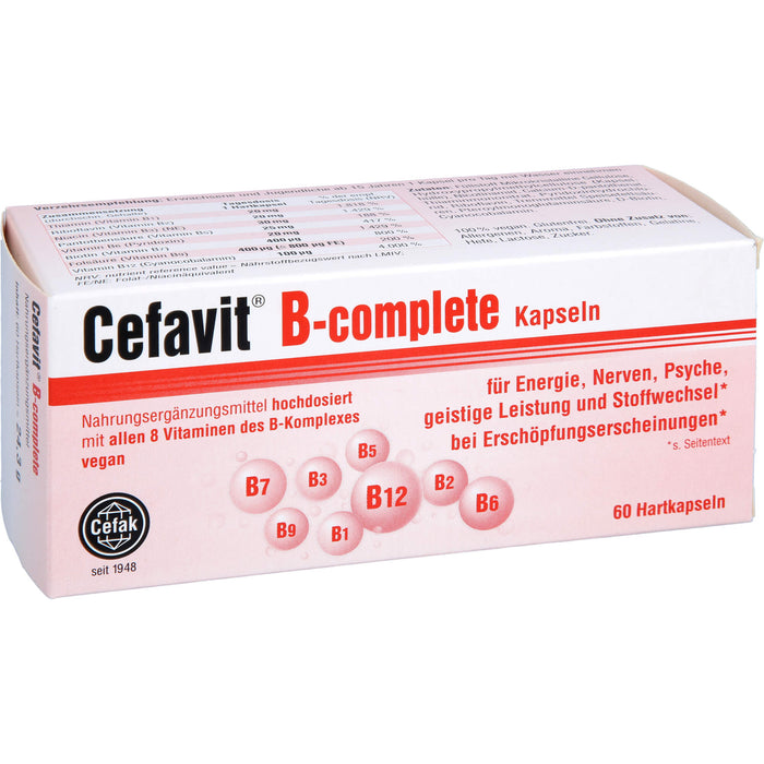 Cefavit B-complete Kapseln für Energie, Nerven und Psyche bei Erschöpfungserscheinungen, 60 St. Kapseln