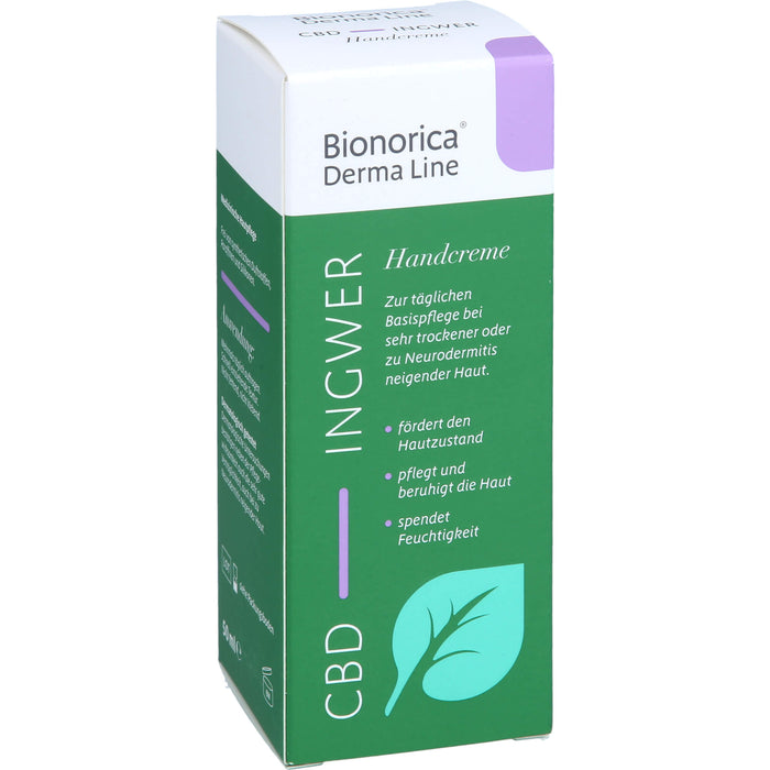 Bionorica Derma Line Handcreme Ingwer-CBD für sehr trockene oder zu Neurodermitis neigende Haut, 50 ml Creme