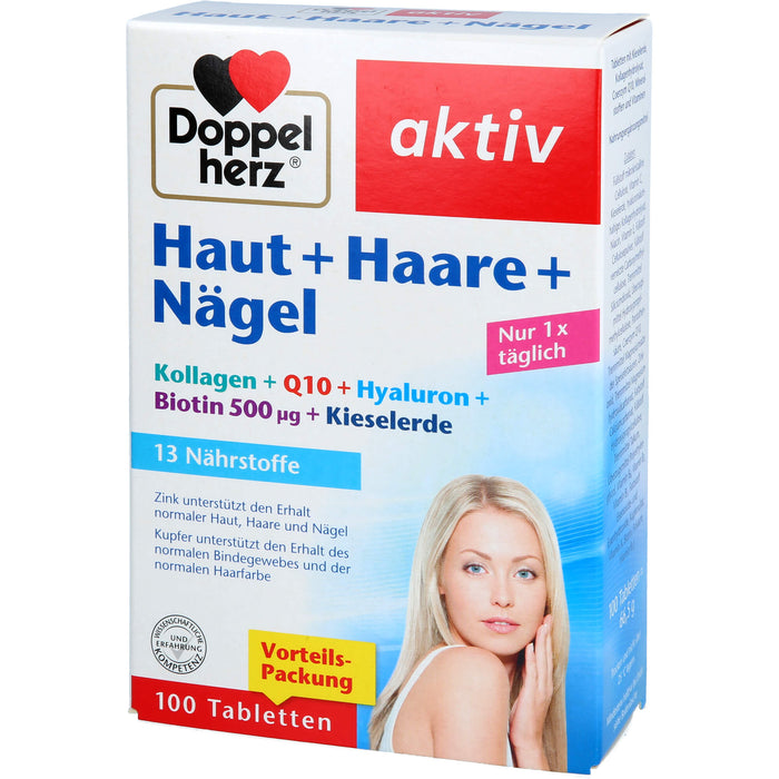 Doppelherz aktiv Haut + Haare + Nägel Tabletten, 100 St. Tabletten