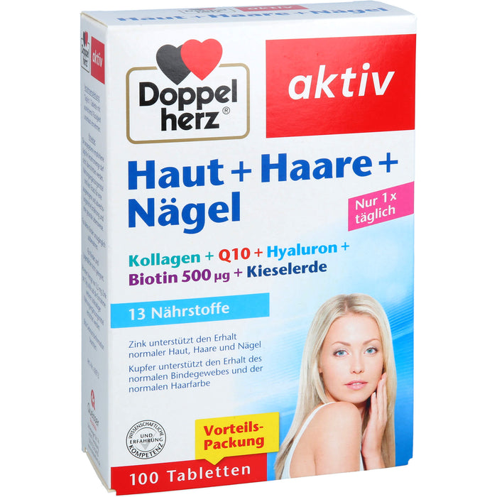 Doppelherz aktiv Haut + Haare + Nägel Tabletten, 100 St. Tabletten