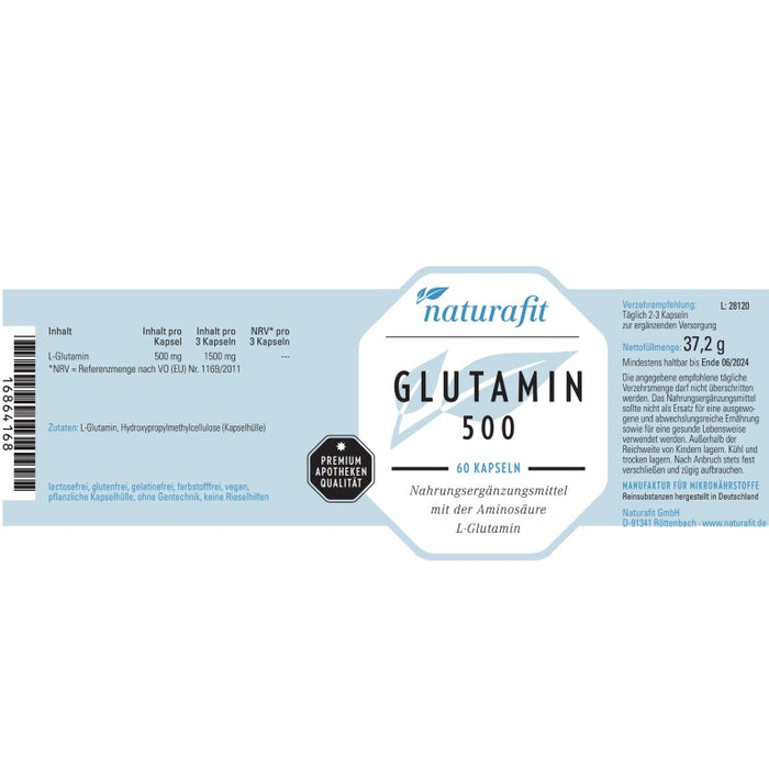 naturafit Glutamin 500 mg, 60 St. Kapseln