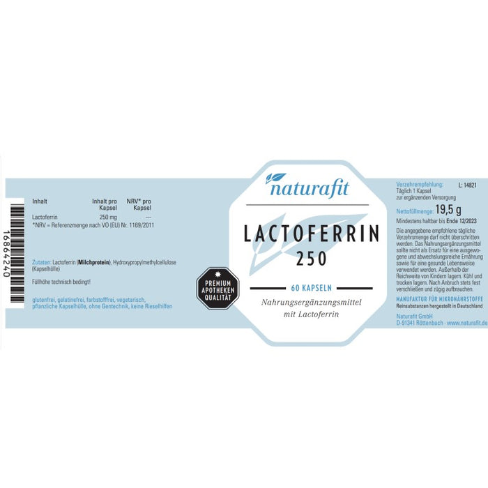 naturafit Lactoferrin 250 mg aus Kuhmilch, 60 St. Kapseln