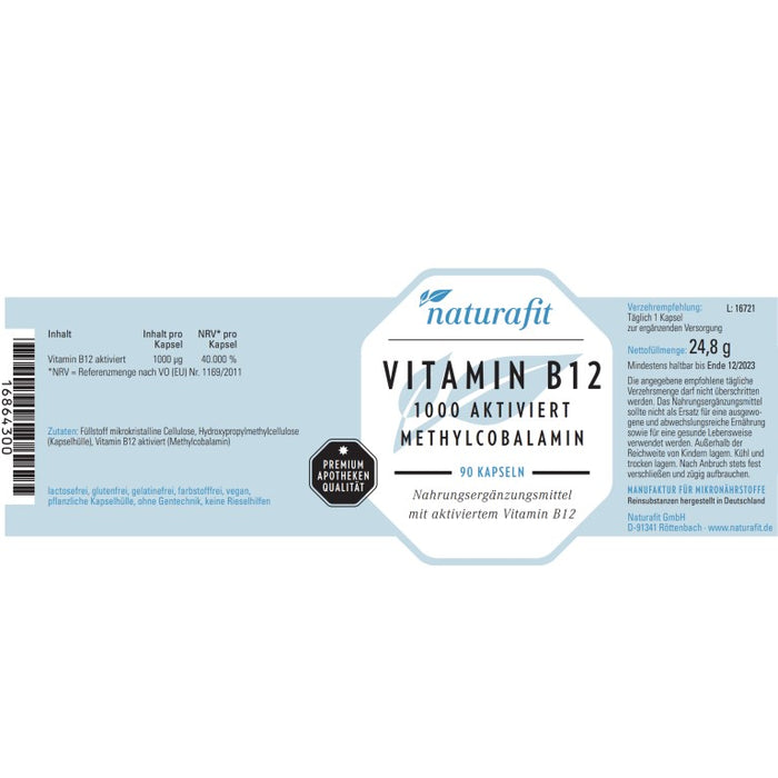 naturafit Vitamin B 12 Kapseln, 90 St. Kapseln