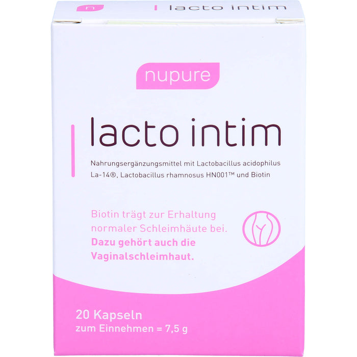 Nupure lacto intim Kapseln oral Probiotikum bei bakterieller Vaginose, 20 St. Kapseln