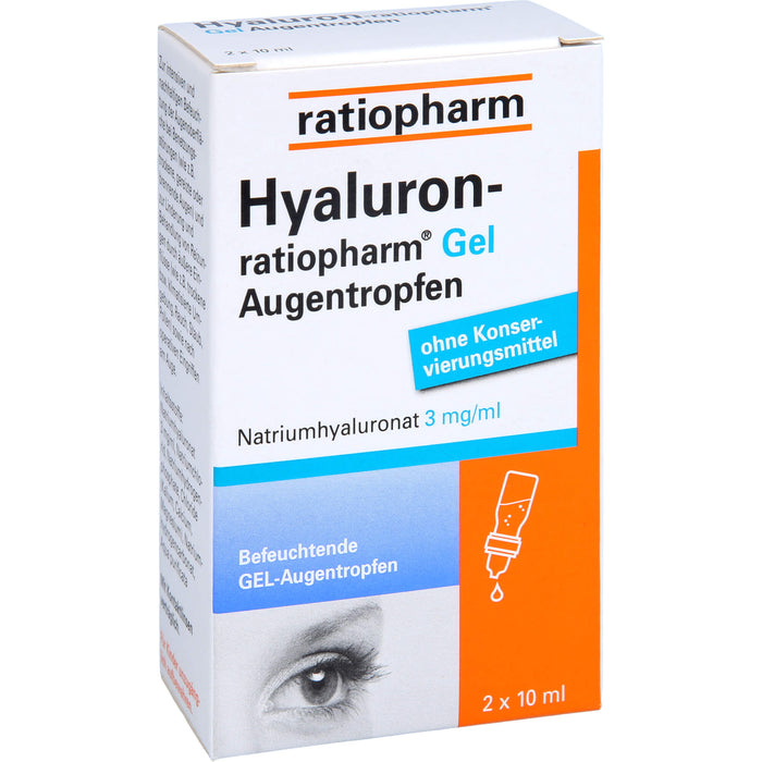 Hyaluron-ratiopharm Gel Augentropfen bei trockenen und gereizten Augen, 20 ml Lösung