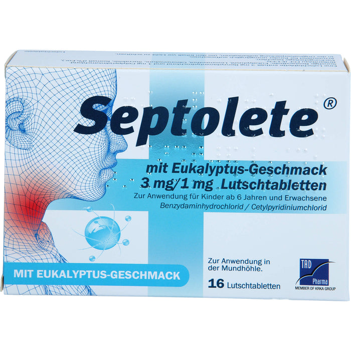 Septolete mit Eukalyptus-Geschmack 3 mg / 1 mg Lutschtabletten, 16 St. Tabletten