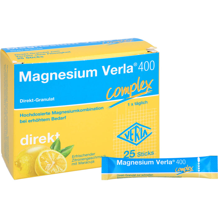Magnesium Verla  400 direkt Zitrone, Direkt-Granulat, 25 St. Beutel