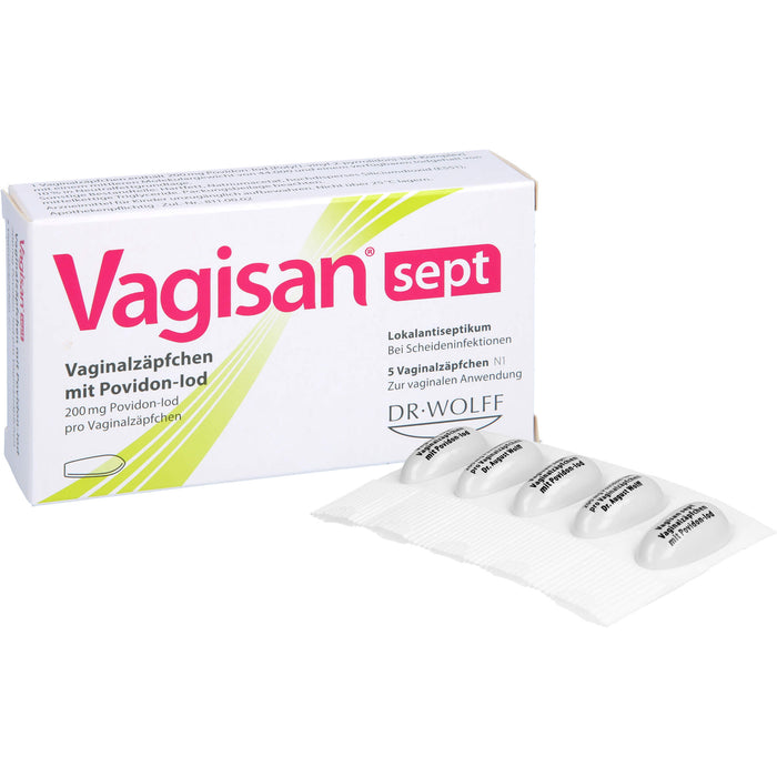 Vagisan sept Vaginalzäpfchen mit Povidon-Iod bei Scheideninfektionen, 5 St. Zäpfchen