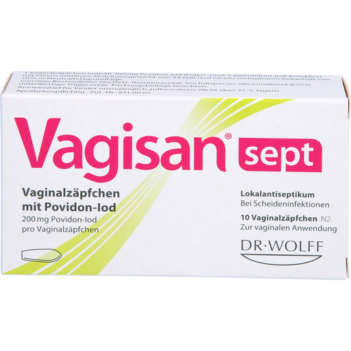 Vagisan sept Vaginalzäpfchen mit Povidon-Iod bei Scheideninfektionen, 10 St. Zäpfchen